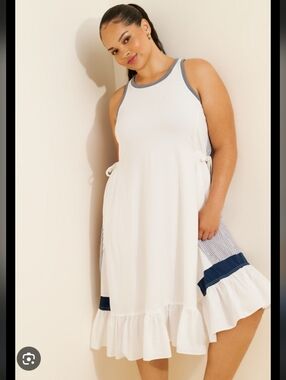 Anthropologie Midi Tank Dress with Navy Stripe Detail